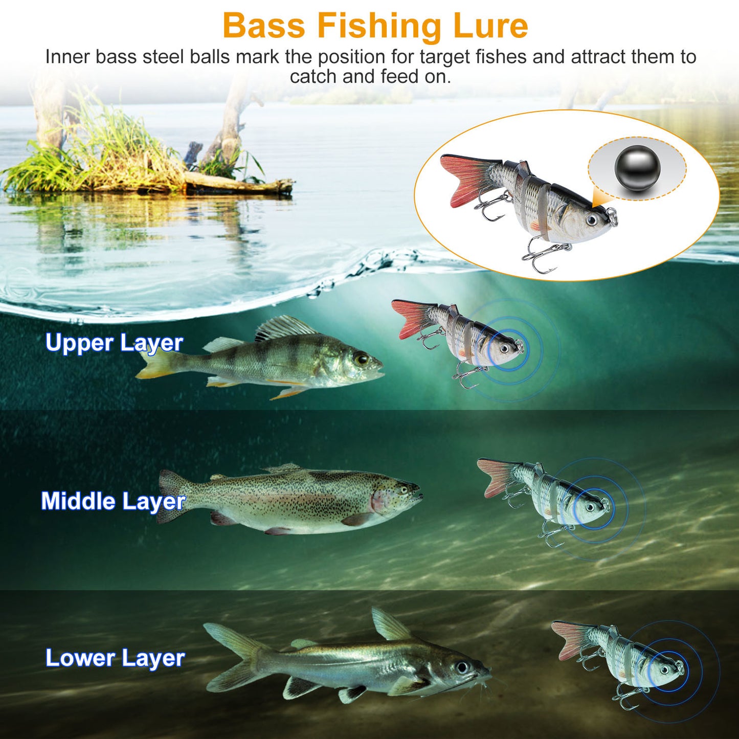 4Pcs 10cm/20g Multi Jointed Bass Fishing Lure